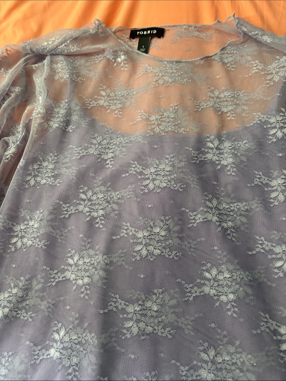 torrid Lavender Floral Lace Sheer Blouse